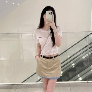High Quality Miu Miu Lace Short-Sleeved Shirts