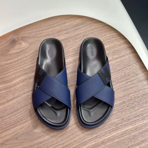 Designer Hermès Cowhide Slippers