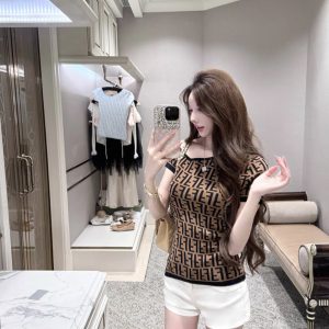 Designer High Quality Fendi Jacquard Short Sleeves