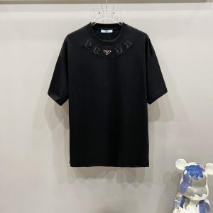 Luxury Aaa Prada Denim Short-Sleeved T-Shirt