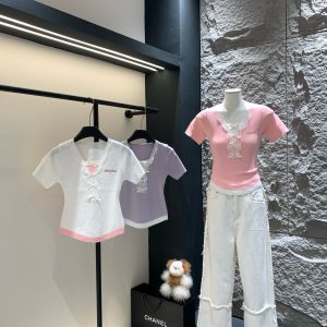 Luxury High Quality Miu Miu Lace Short Sleeves