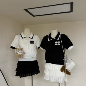 Designer Miu Miu Short-Sleeved Shirt