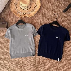 Designer Miu Miu Jacquard Short Sleeves