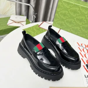 Designer Super Clone Gucci Loafers Red Patent Leather Rubber