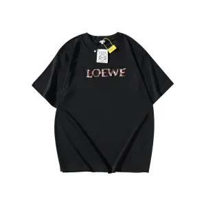 Super Clone High Quality Loewe Short Sleeves Red Cotton Embroidery