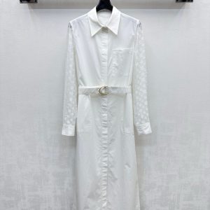 Aaa Designer Louis Vuitton Jacquard Long-Sleeved Dress