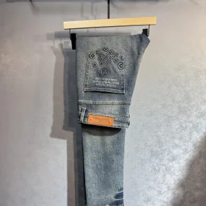 AAA Super Clone Louis Vuitton Jeans Red Cotton Denim Autumn