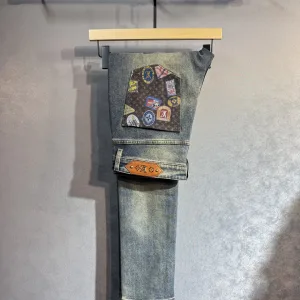 Super Clone Louis Vuitton Jeans Red Cotton Denim Autumn