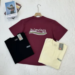 High Quality Reps Balenciaga Short-Sleeved T-Shirt Red Cotton Pure