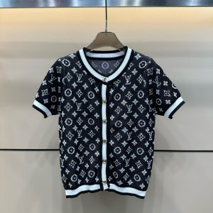 Luxury Designer Louis Vuitton Gold Short-Sleeved Shirts