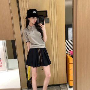 Designer High Quality Miu Miu Knitted Fabric Short-Sleeved Shirt