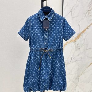 Aaa Designer Louis Vuitton Denim Short-Sleeved Shirts