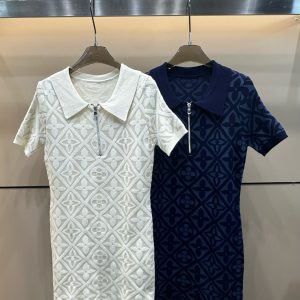 Luxury Aaa Louis Vuitton Jacquard Short-Sleeved Top