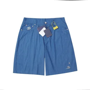 High Quality Designer Louis Vuitton Short-Sleeved Shirts Red Cotton Denim Embroidery