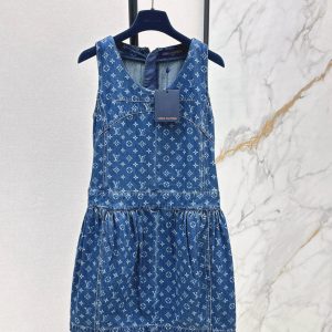 Aaa Luxury Louis Vuitton Denim Sleeveless Dress
