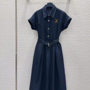 1:1 Louis Vuitton Denim Short-Sleeved Shirts