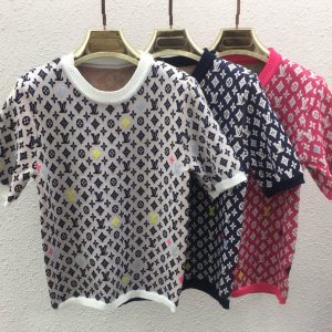 High Quality Luxury Louis Vuitton Jacquard Short Sleeves