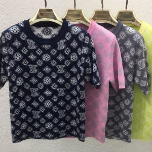 High Quality Luxury Louis Vuitton Jacquard Short Sleeves
