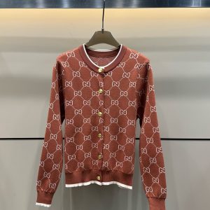 1:1 Gucci Gold Long-Sleeved Cardigan