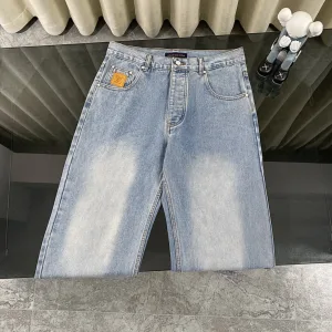 High Quality Designer Louis Vuitton Jeans Blue Cotton Polyester Spandex Denim Exquisite Workmanship