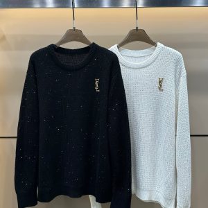 Designer Luxury Saint Laurent Stone Long-Sleeved Sweater