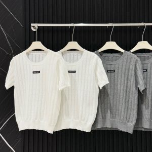 Luxury Miu Miu Lace Short Sleeves