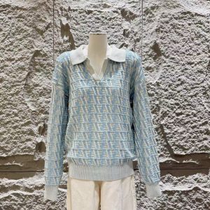 Designer Aaa Fendi Jacquard Long-Sleeved Sweater