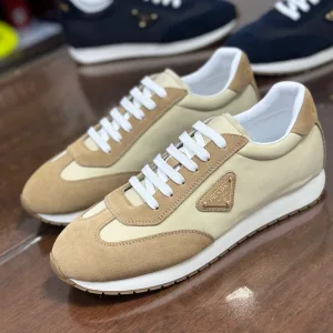 Super Clone Prada Sneakers Sheepskin Cowhide Lightweight Yet Stable Clean Lines Spring Summer Metal Logo