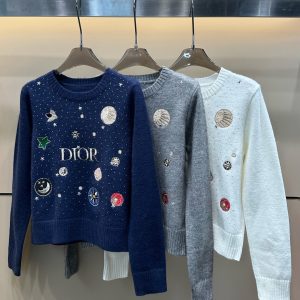 Luxury Dior Stone Long-Sleeved Sweater