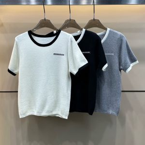 Luxury Miu Miu Jacquard Short Sleeves