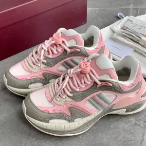 High Quality Super Clone Gucci Sneakers Red Eva Mesh Rubber Carbon Fiber Plate Lace Breathable Color Blocking