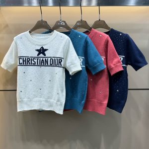 Luxury Designer Dior Jacquard Short Sleeves