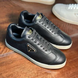 Super Clone Luxury Prada Sneakers Top-Grain Cowhide Eco-Friendly Leather Spring Summer Metal Logo