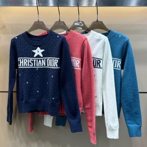 Luxury Dior Jacquard Long-Sleeved Sweater