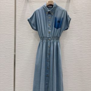 Aaa Miu Miu Denim Short-Sleeved Shirts