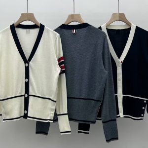 High Quality Designer Thom Browne Jacquard Long-Sleeved Cardigan