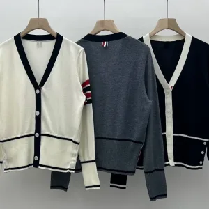 High Quality Designer Thom Browne Jacquard Long-Sleeved Cardigan