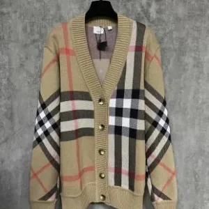 Luxury Reps Burberry Cardigan Brown Cotton Wool Blend