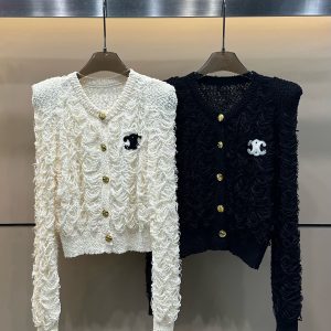 High Quality Designer Celine Gold Long-Sleeved Cardigan