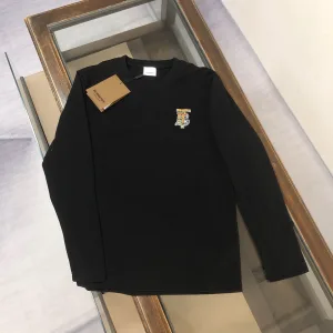Luxury Reps Burberry Long-Sleeved T-Shirt Ash Cotton Long-Staple Autumn Early Embroidery