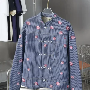 Luxury High Quality Louis Vuitton Outerwear Red Denim Spring Summer Embroidery
