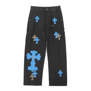 Reps High Quality Chrome Hearts Jeans Blue Neutral Simple Style Sophistication Patch