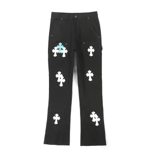 Luxury AAA Carhartt Pants Black Denim Leather Patch