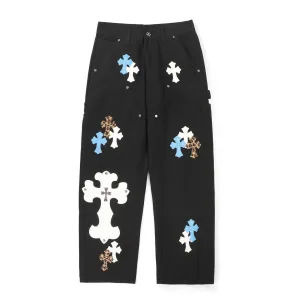 Designer Super Clone Chrome Hearts Jeans Red Neutral Exquisite Workmanship Crisp Silhouette Patch