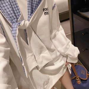 1:1 Miu Miu Plaid Hoodies