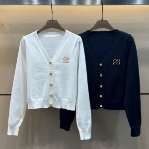 Aaa Miu Miu Gold Long-Sleeved Cardigan