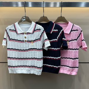 Luxury High Quality Saint Laurent Gold Short Sleeves
