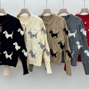 Designer Thom Browne Jacquard Long-Sleeved Sweater