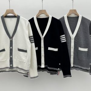 Luxury Thom Browne Jacquard Long-Sleeved Cardigan
