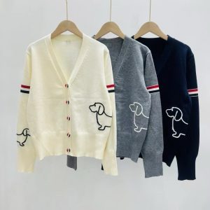 Designer Luxury Thom Browne Long-Sleeved Cardigan